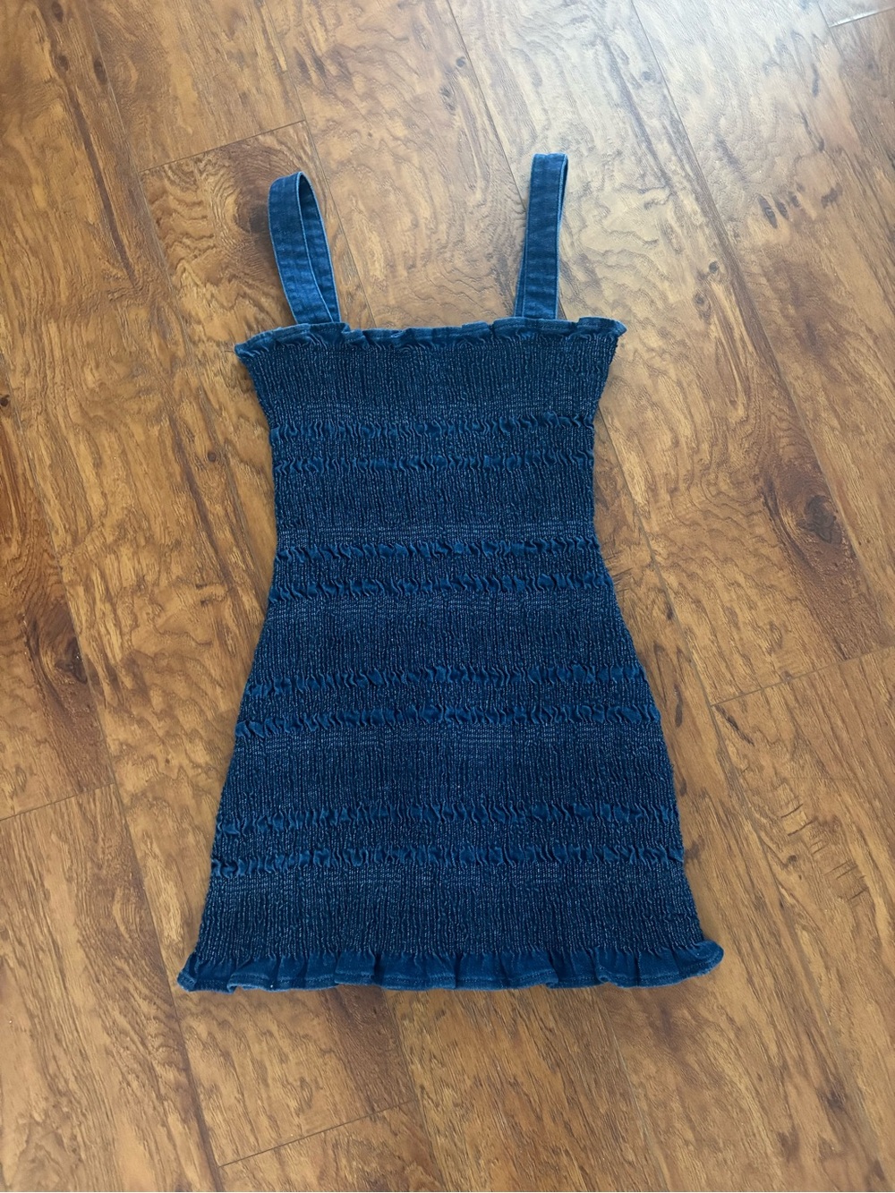 Urban Outfitters Smocked Navy Blue Mini Dress with Straps